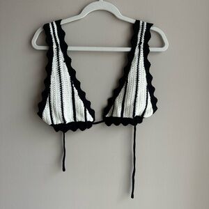 Meshki Black and White Crochet Bralette